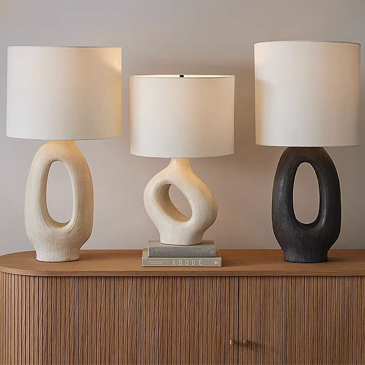 Wabi-Sabi Resin Table Lamp | Dimmable Vintage Zen Bedside Light with Remote