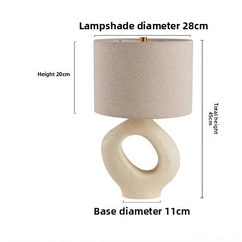 Wabi-Sabi Resin Table Lamp | Dimmable Vintage Zen Bedside Light with Remote
