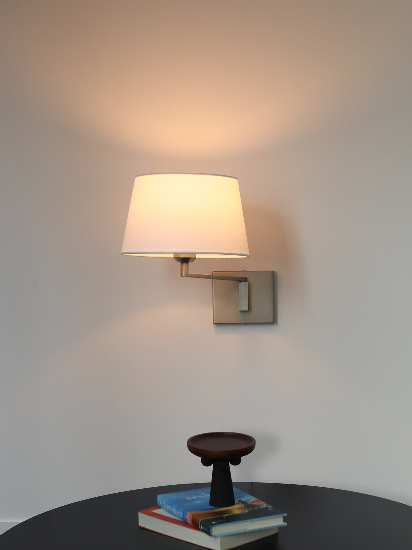 Rotatable Stainless Steel Wall Lamp | Bauhaus Fabric Shade with Remote Dimming