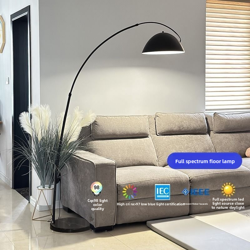 Curved LED Floor Lamp | Marble Base Arc Light with Remote Dimming
