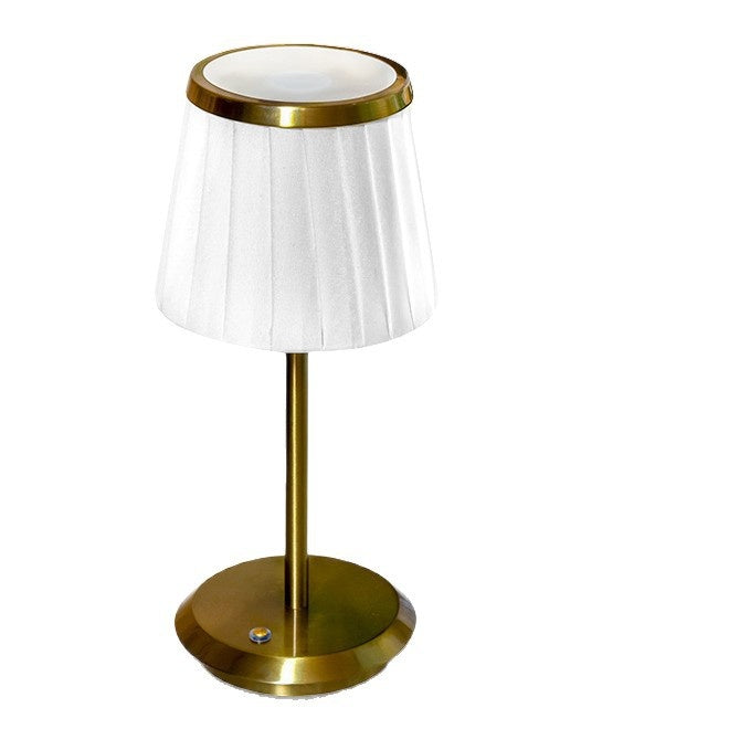 Pleated Fabric Touch Lamp | Rechargeable 3-Color Table Light with Night Mode