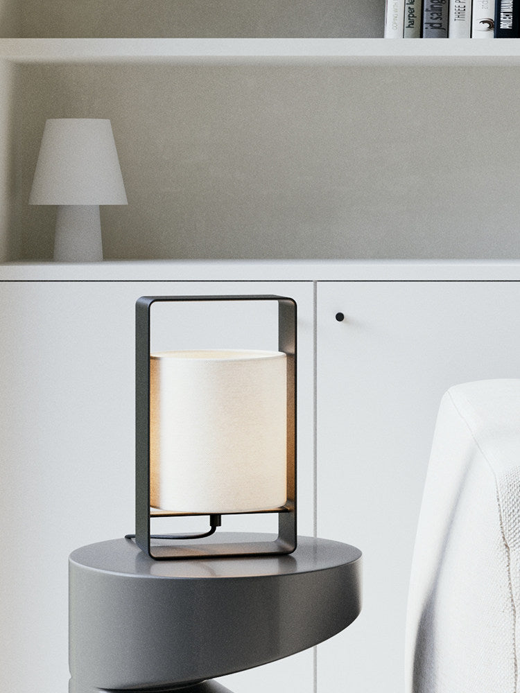 Vintage Minimalist Table Lamp | Retro Iron & Cloth Shade Bedside Light