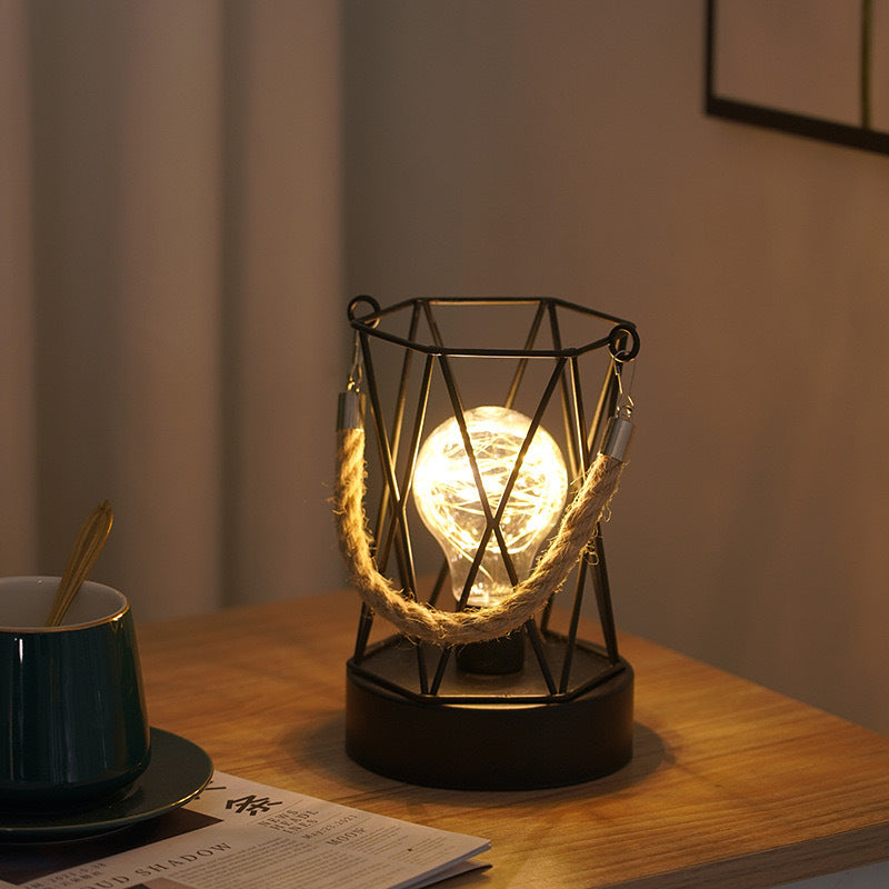 Vintage Iron Table Lamp | Retro Battery-Powered Decorative Light