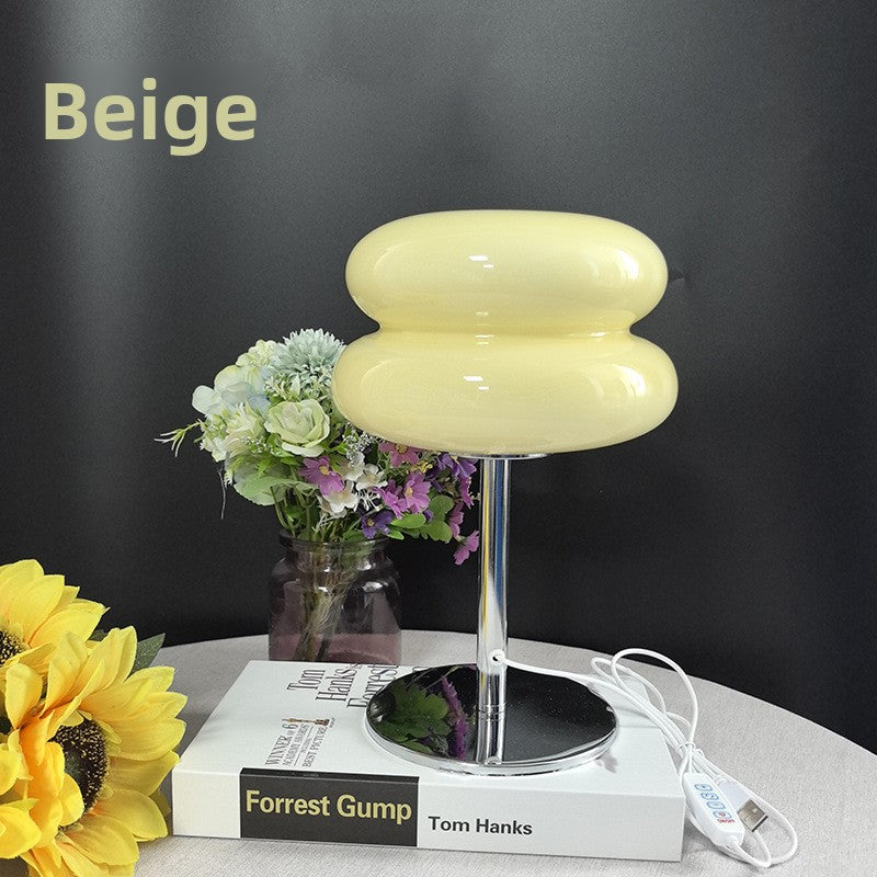 Nordic Bauhaus Glass Bedside Lamp | USB Dimmable 3-Color Table Light