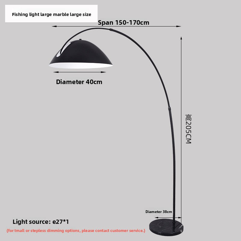 Curved LED Floor Lamp | Marble Base Arc Light with Remote Dimming
