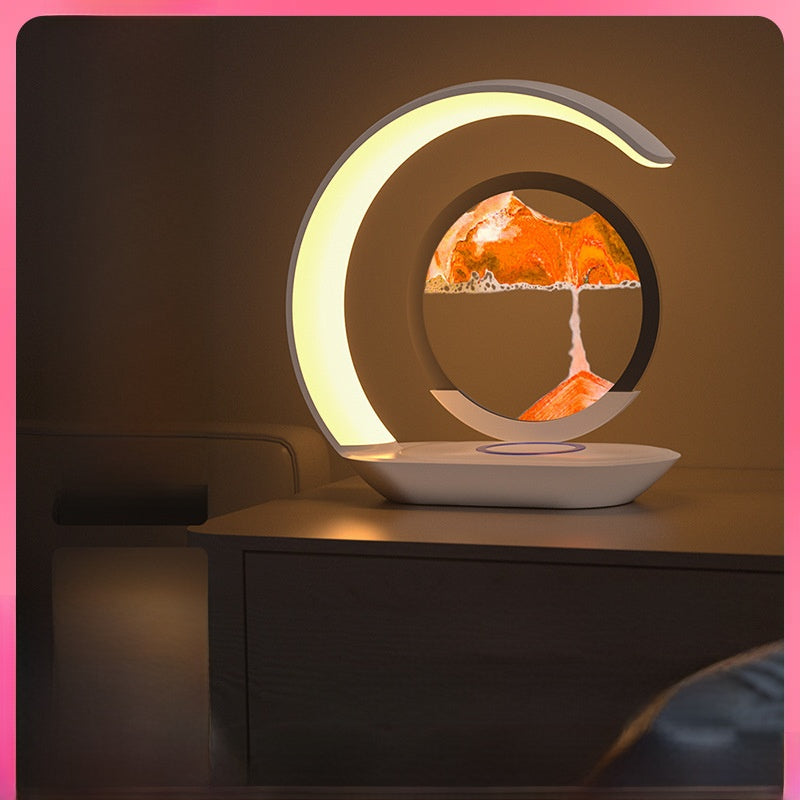 Quicksand Hourglass Desk Lamp | Wireless Charging Night Light with Touch Control