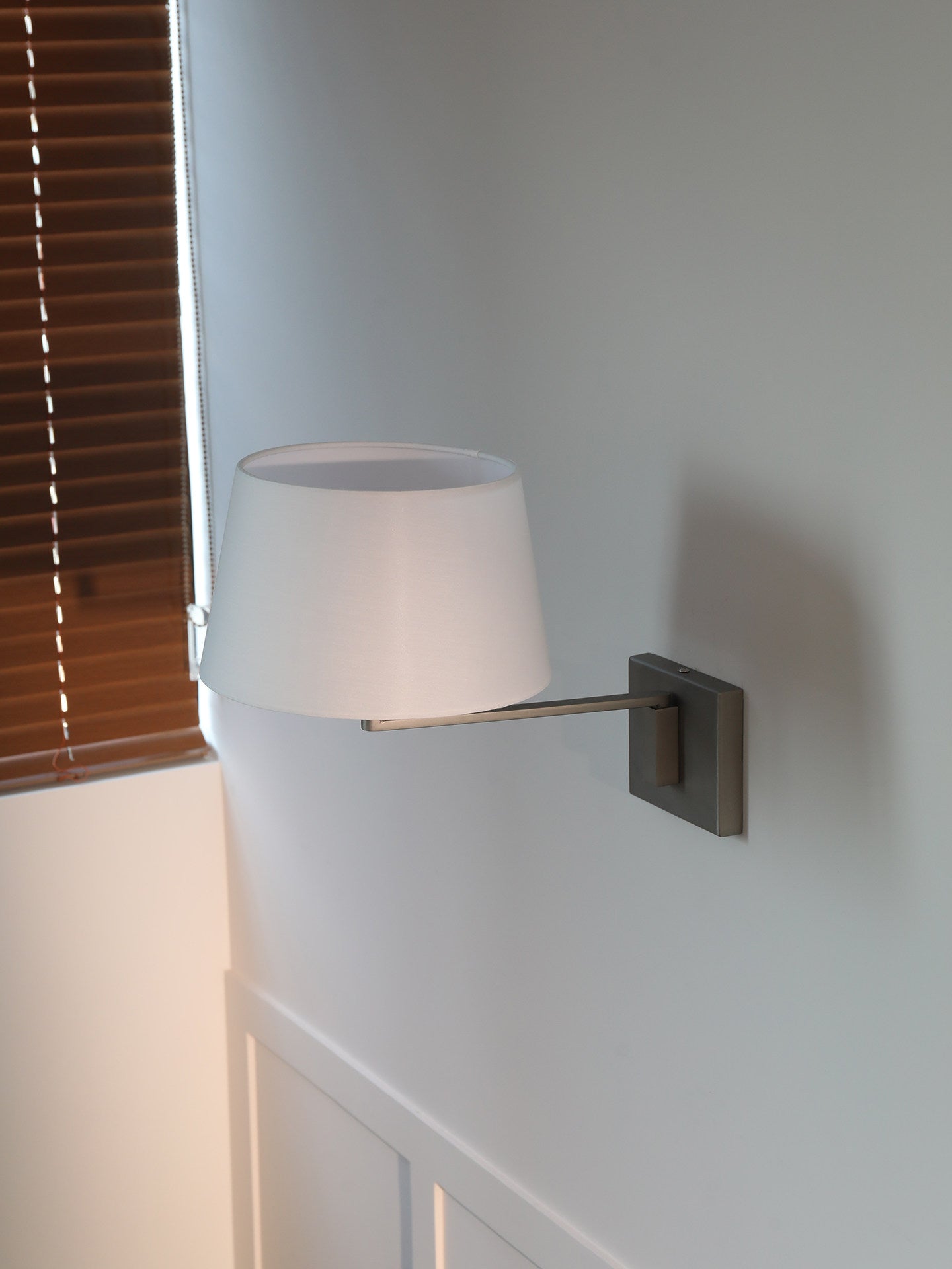 Rotatable Stainless Steel Wall Lamp | Bauhaus Fabric Shade with Remote Dimming