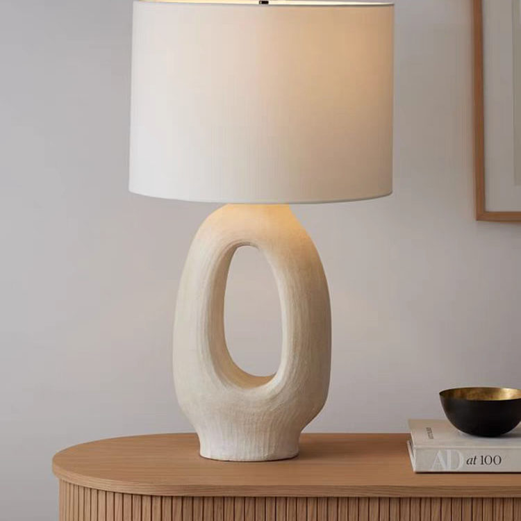 Wabi-Sabi Resin Table Lamp | Dimmable Vintage Zen Bedside Light with Remote