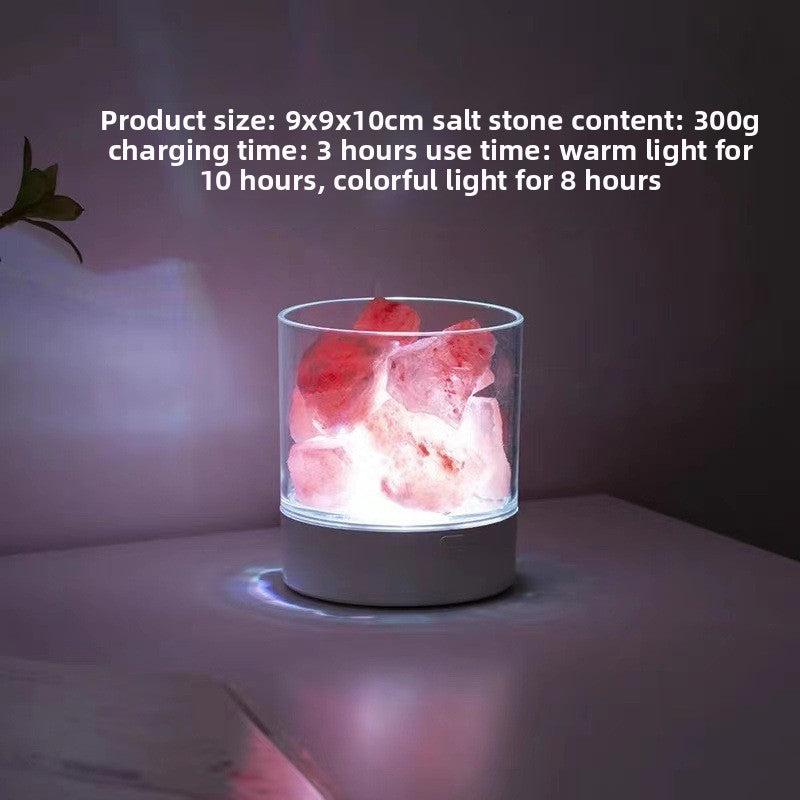 Himalayan Salt Night Light | USB Rechargeable Color-Changing Lamp with Essential Oil
