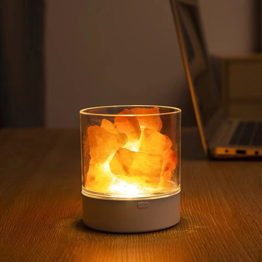 Himalayan Salt Night Light | USB Rechargeable Color-Changing Lamp with Essential Oil