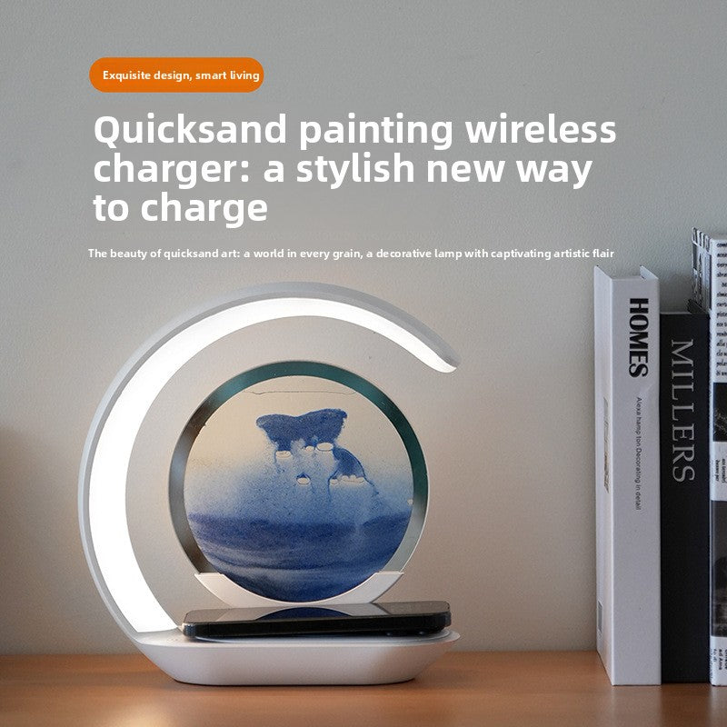 Quicksand Hourglass Desk Lamp | Wireless Charging Night Light with Touch Control