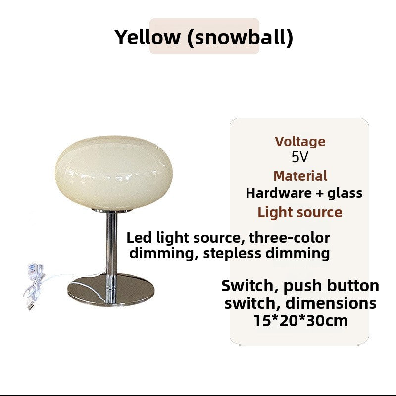 Nordic Bauhaus Glass Bedside Lamp | USB Dimmable 3-Color Table Light