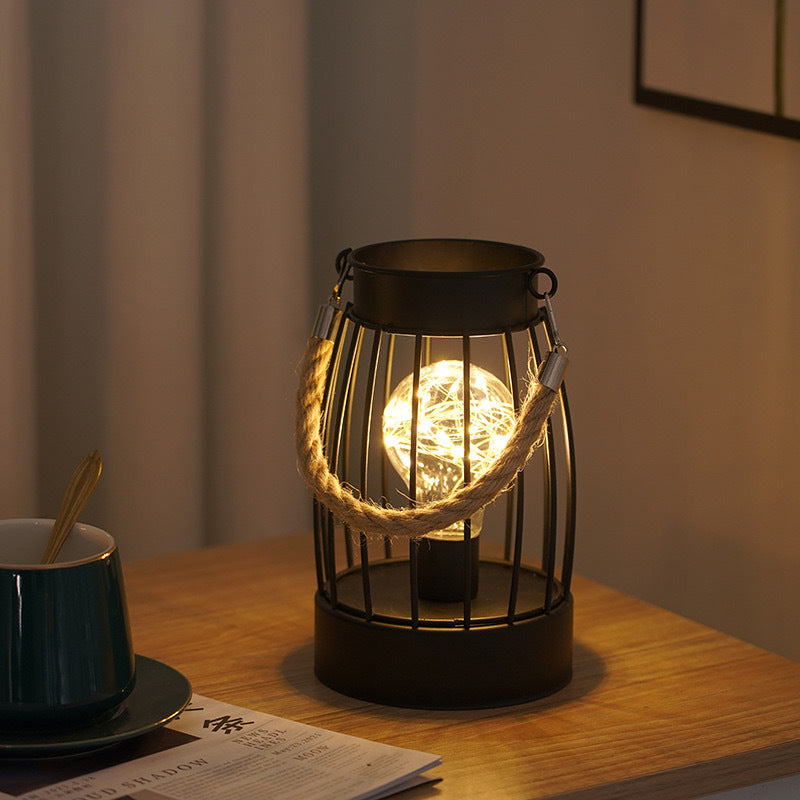 Vintage Iron Table Lamp | Retro Battery-Powered Decorative Light