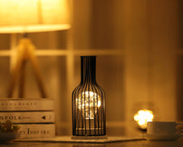 Vintage Iron Table Lamp | Retro Battery-Powered Decorative Light