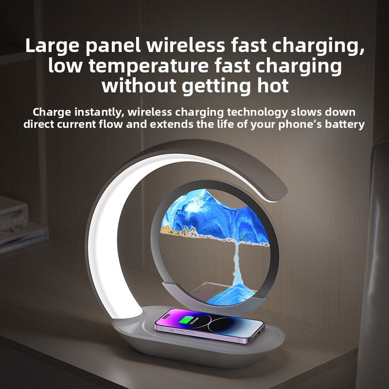 Quicksand Hourglass Desk Lamp | Wireless Charging Night Light with Touch Control