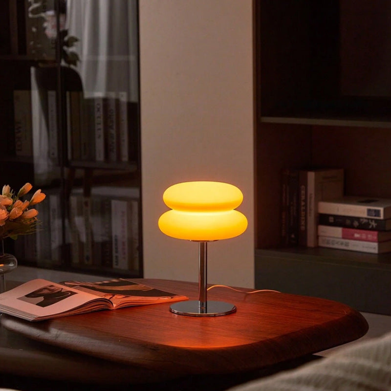 Nordic Bauhaus Glass Bedside Lamp | USB Dimmable 3-Color Table Light