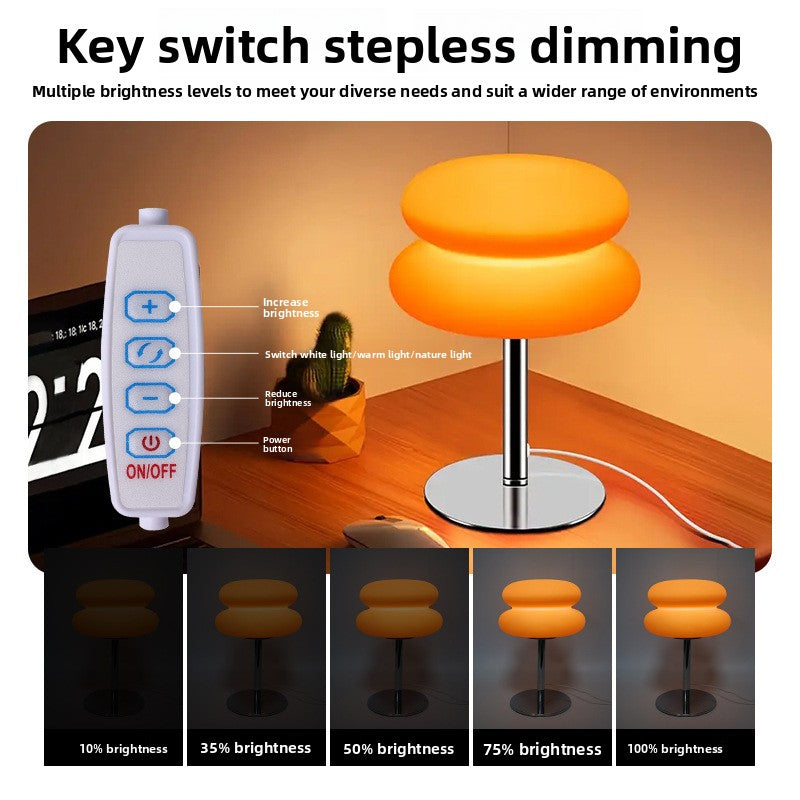 Nordic Bauhaus Glass Bedside Lamp | USB Dimmable 3-Color Table Light