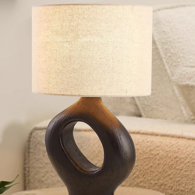 Wabi-Sabi Resin Table Lamp | Dimmable Vintage Zen Bedside Light with Remote