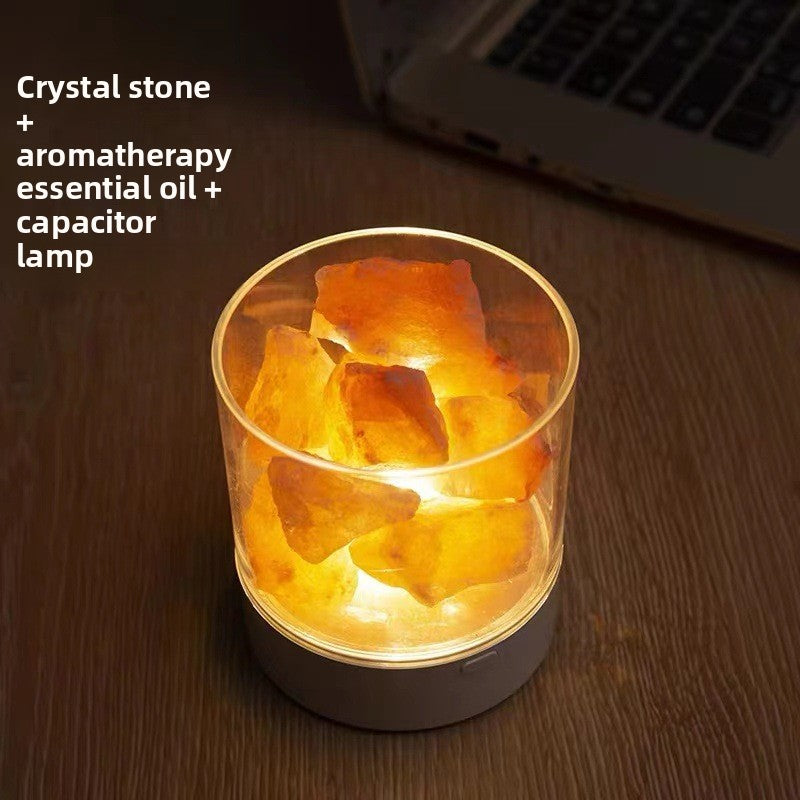 Himalayan Salt Night Light | USB Rechargeable Color-Changing Lamp with Essential Oil