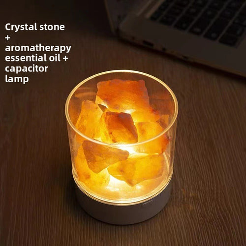Himalayan Salt Night Light | USB Rechargeable Color-Changing Lamp with Essential Oil