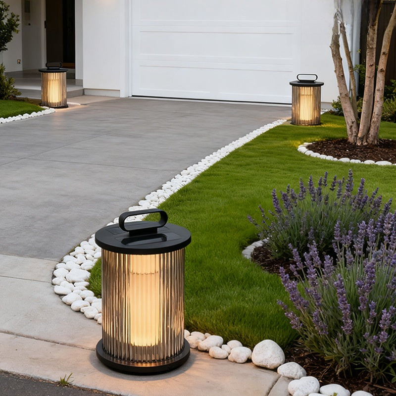 Modern Solar & Electric Garden Lawn Lamp | Stainless Steel Outdoor Post Light