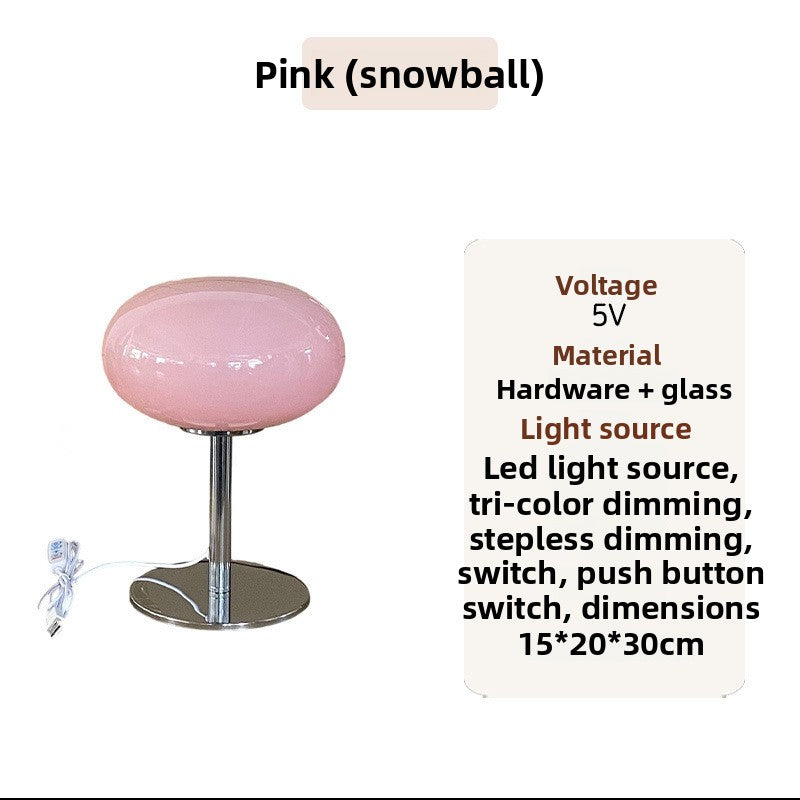 Nordic Bauhaus Glass Bedside Lamp | USB Dimmable 3-Color Table Light