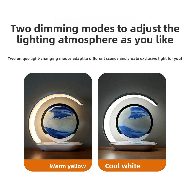 Quicksand Hourglass Desk Lamp | Wireless Charging Night Light with Touch Control