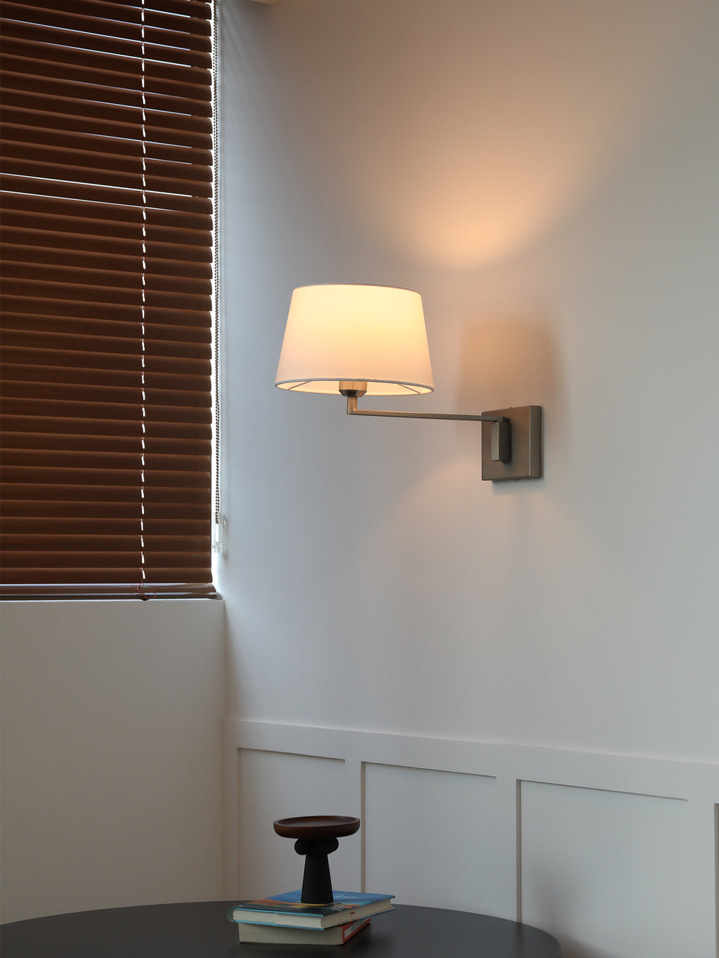 Rotatable Stainless Steel Wall Lamp | Bauhaus Fabric Shade with Remote Dimming