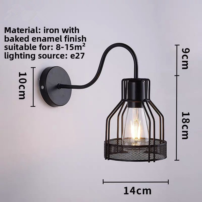 Retro Industrial Iron Wall Lamp | Vintage Style Indoor & Outdoor Light