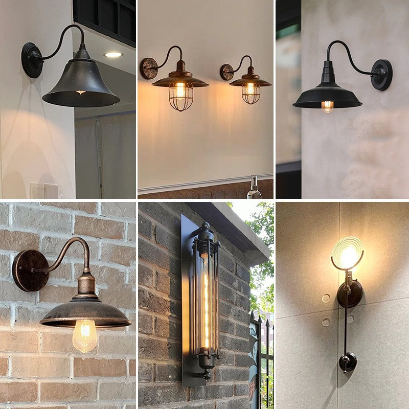 Retro Industrial Iron Wall Lamp | Vintage Style Indoor & Outdoor Light