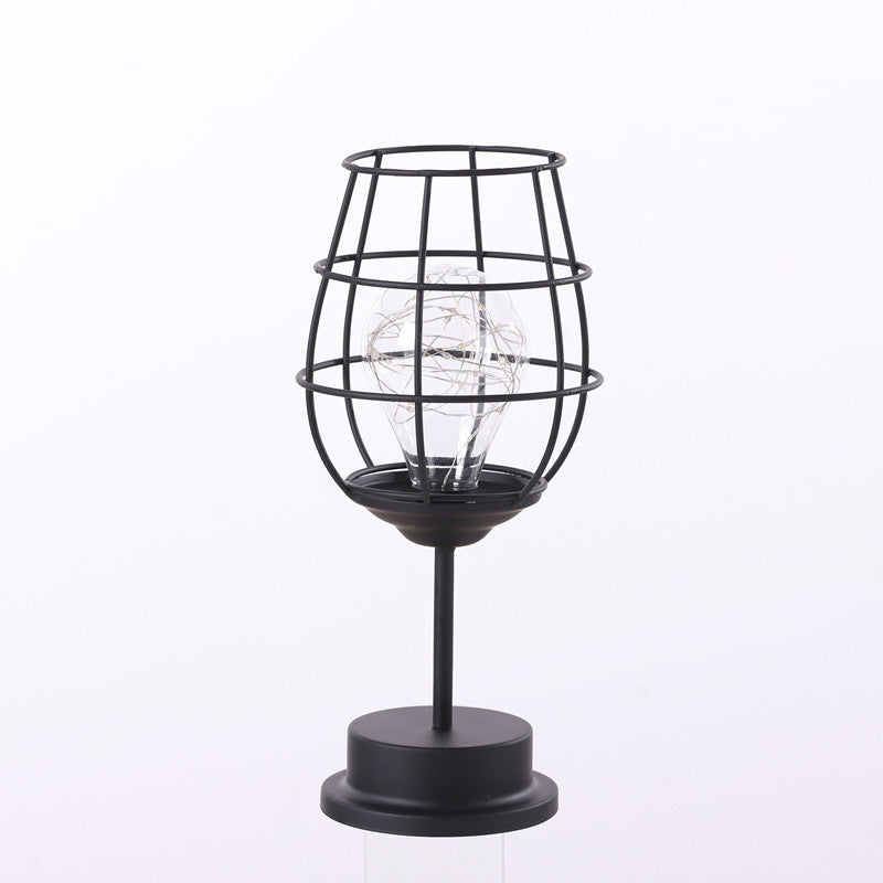 Vintage Iron Table Lamp | Retro Battery-Powered Decorative Light