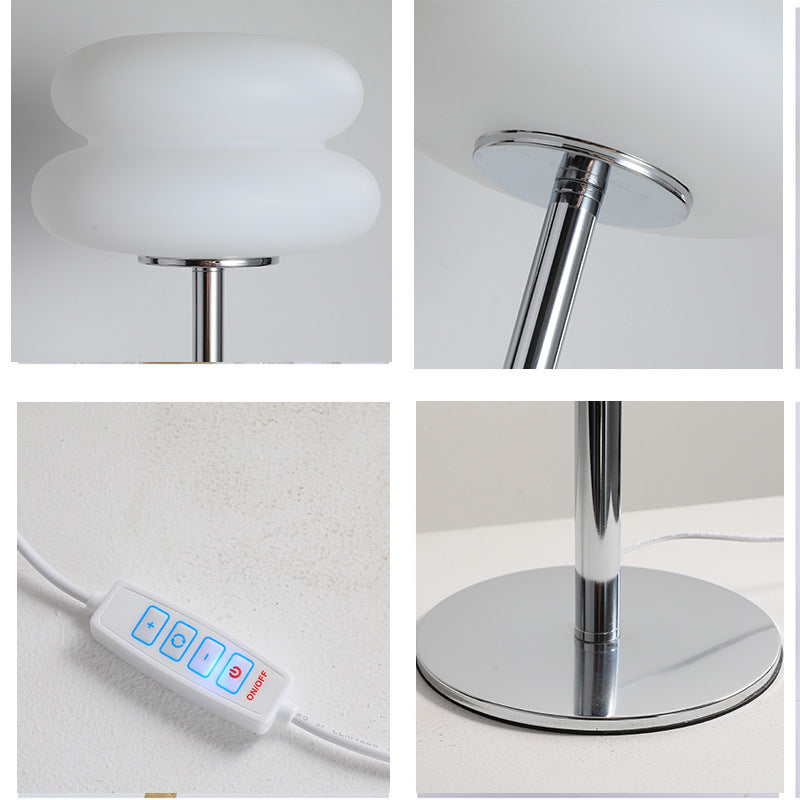 Nordic Bauhaus Glass Bedside Lamp | USB Dimmable 3-Color Table Light