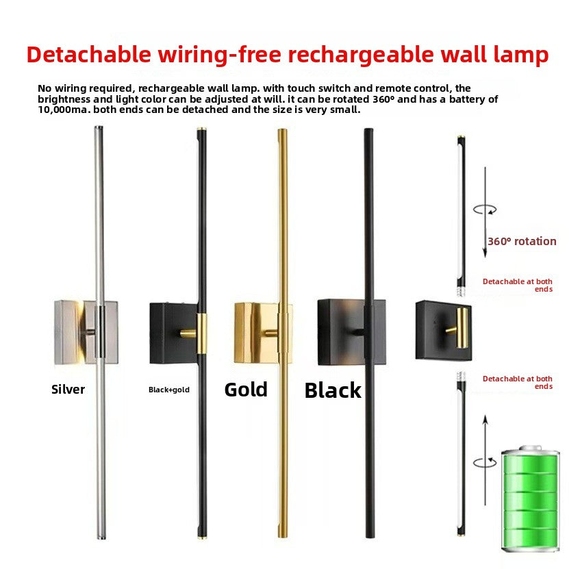 Magnetic Rechargeable LED Wall Lamp | No-Drill Dimmable Light with Remote