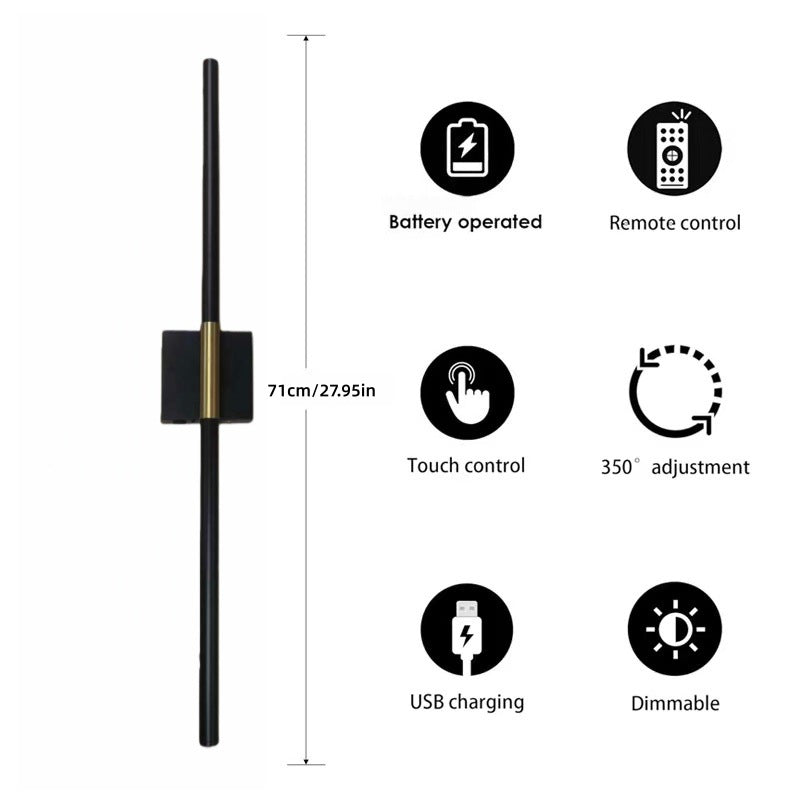 Magnetic Rechargeable LED Wall Lamp | No-Drill Dimmable Light with Remote