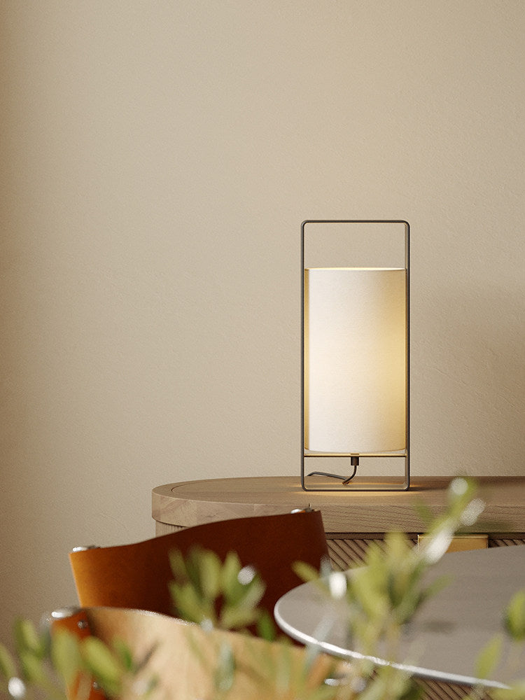Vintage Minimalist Table Lamp | Retro Iron & Cloth Shade Bedside Light